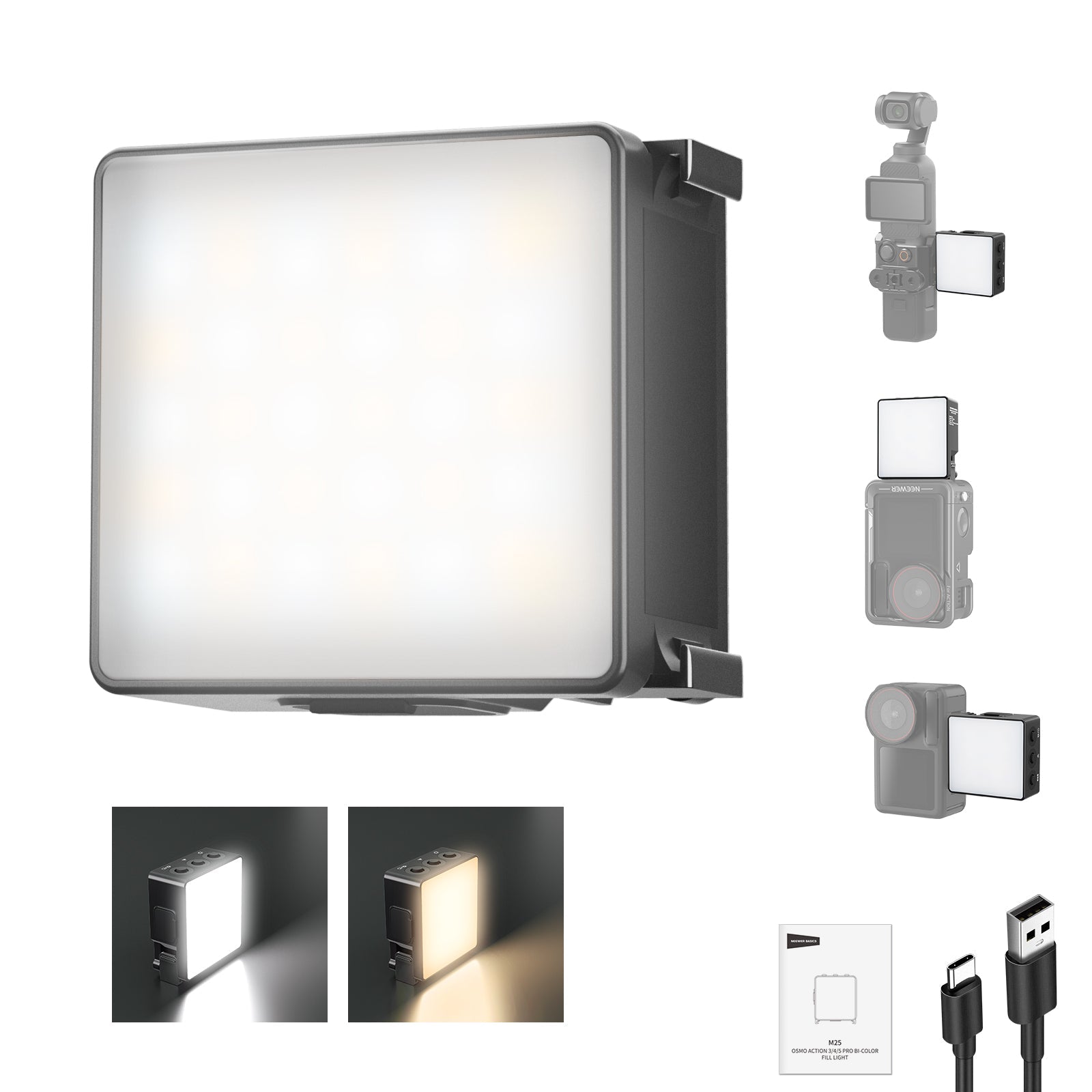 NEEWER M25 Magnetic LED Light For OSMO ACTION 3/4/5 PRO