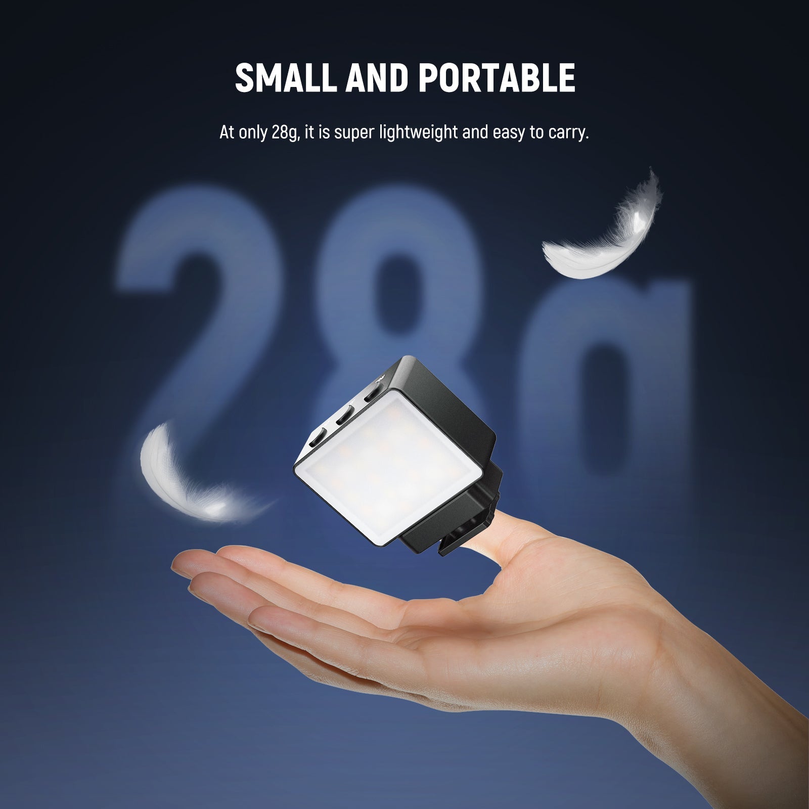 At 1.65"x1.77"x0.63" and 0.99oz, it’s an ideal camera lighting gear for photography, selfies, vlogs, and travel films