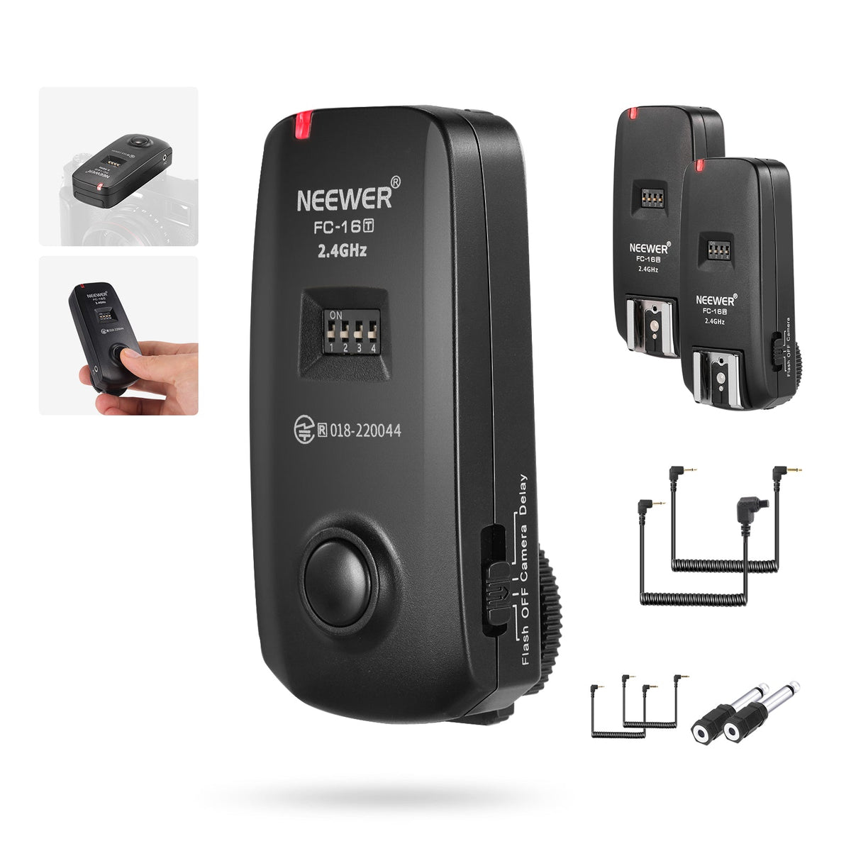 Trigger Flash Wireless Neewer FC-16 - Kit Con Trasmettitore E 2 Ricevitori Per Nikon