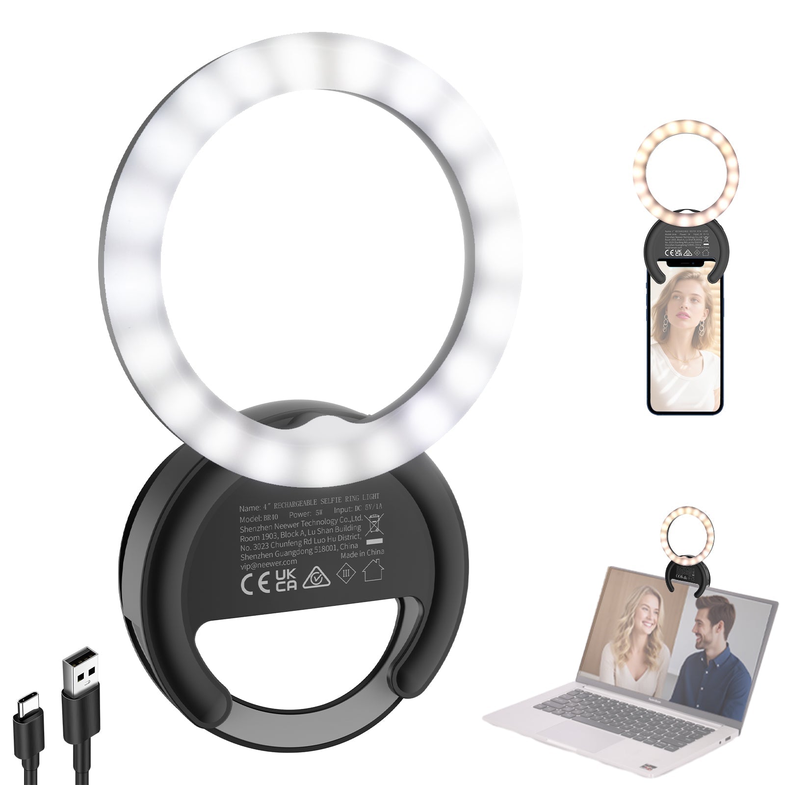 NEEWER BR40 4" Portable Mini Phone Selfie Ring Light