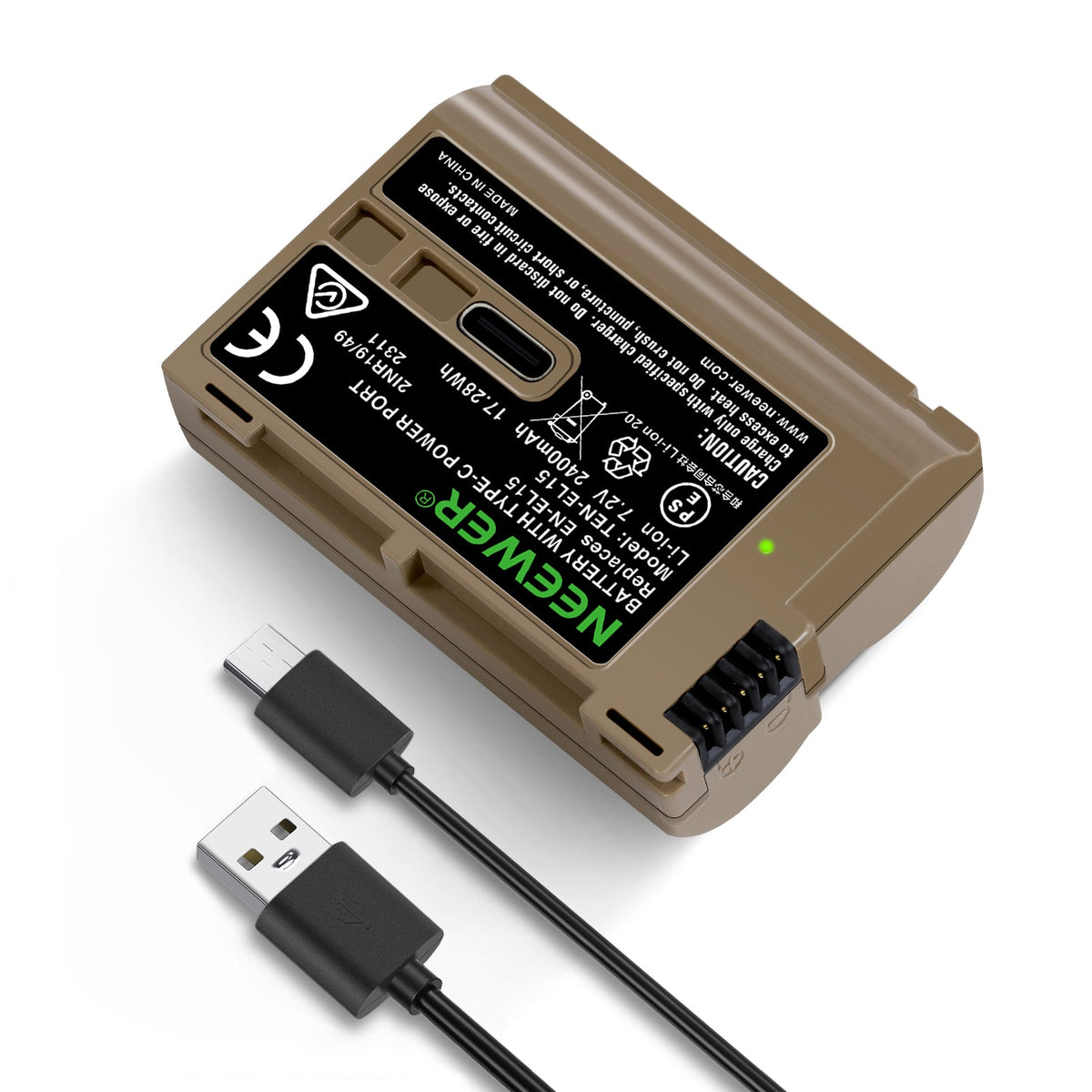 NEEWER 2400mAh ENEL15c Replacement Camera Battery for Nikon Zf Z8 Z7