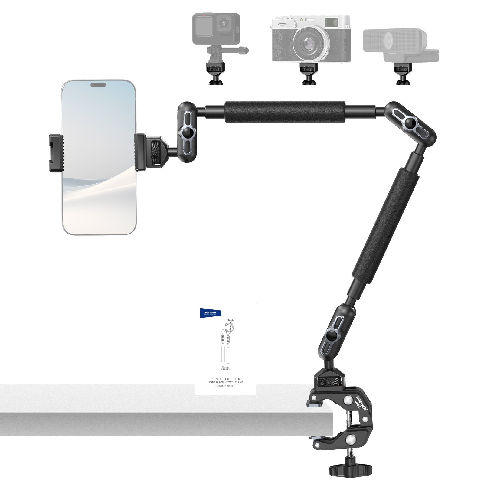 SmallRig 3726 SMALLRIG Super Clamp Crab-Shaped & Magic Arm Brazo Mágico De 11 Con Súper Clamp, Brazo Adjustable Magic Arm