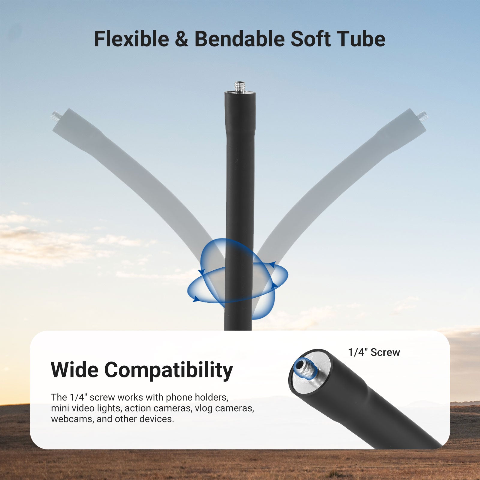NEEWER MS042 Microphone Stand features a flexible and bendable soft tube.