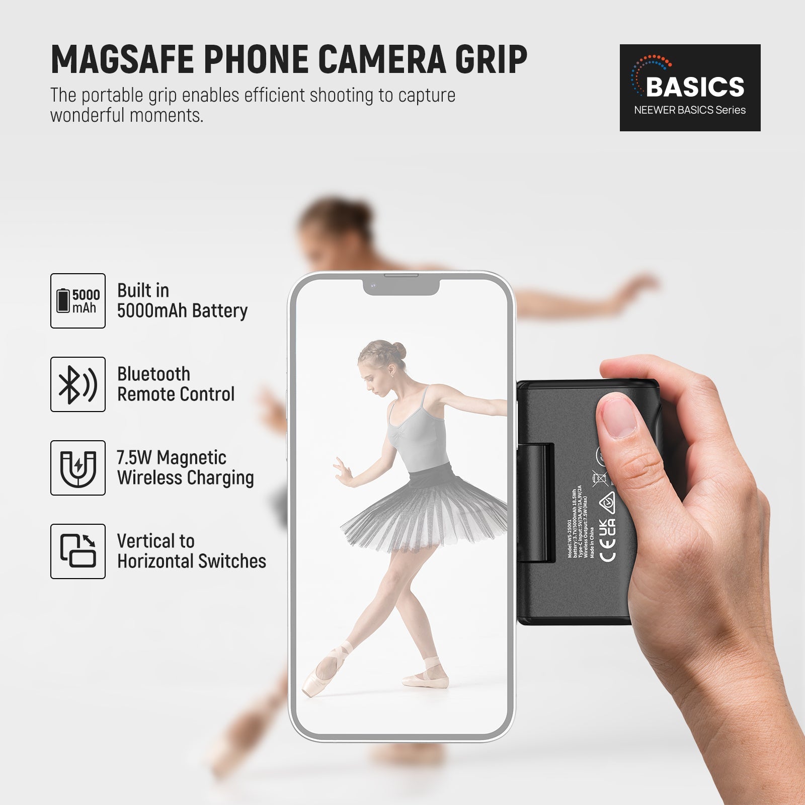 The portable grip enables efficient shooting to capture wonderful moments.