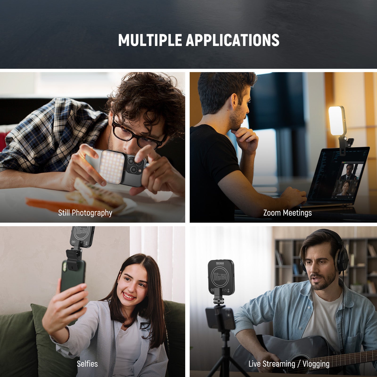 Wide Applications of the NEEWER BL48B Rechargeable Magnetic Selfie Light