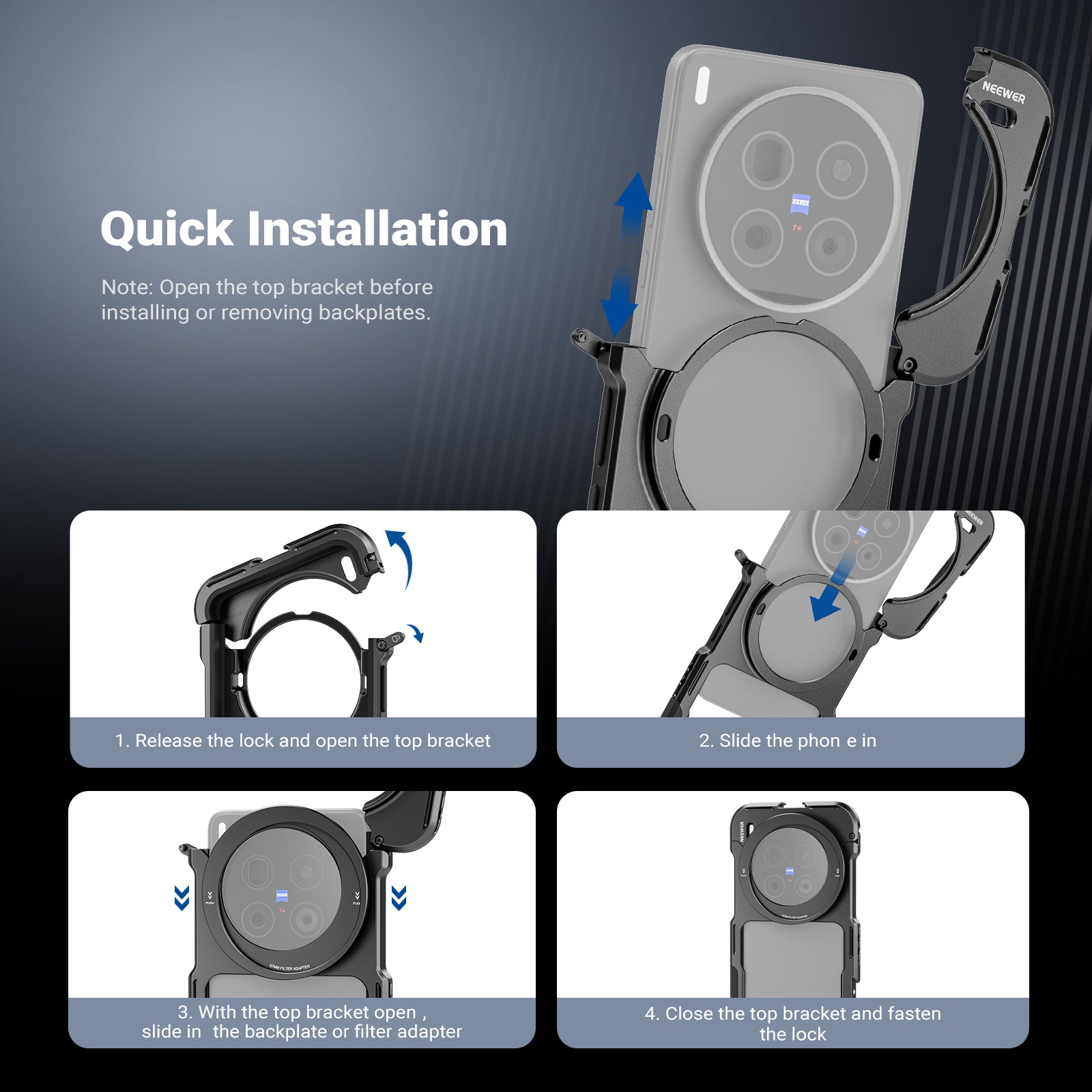 NEEWER PA146 Phone Cage For VIVO X200 Ultra can be quickly installed.