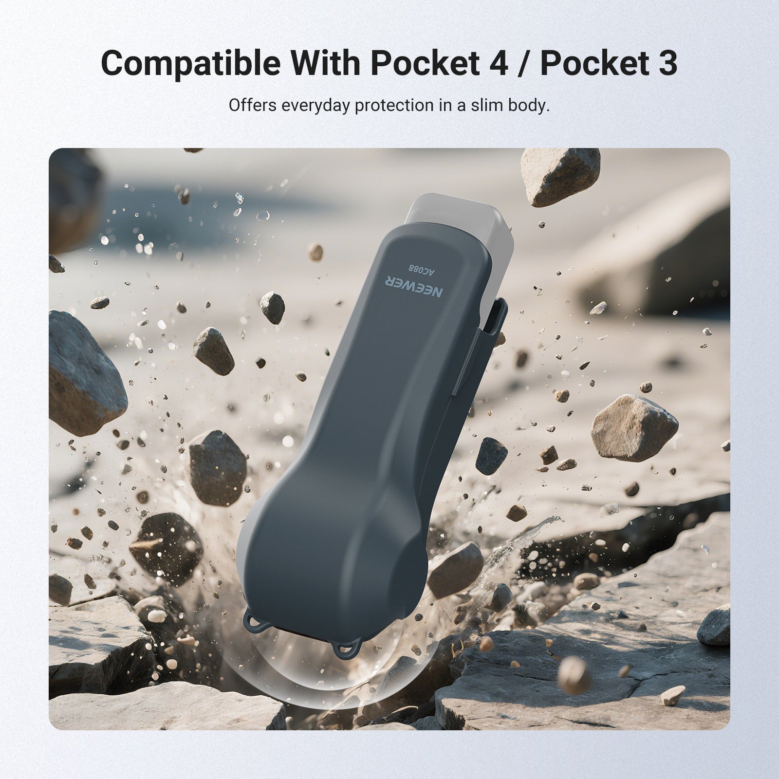 The durable Neewer AC088 protective case shields a DJI Osmo Pocket camera from impact, debris, and drops.