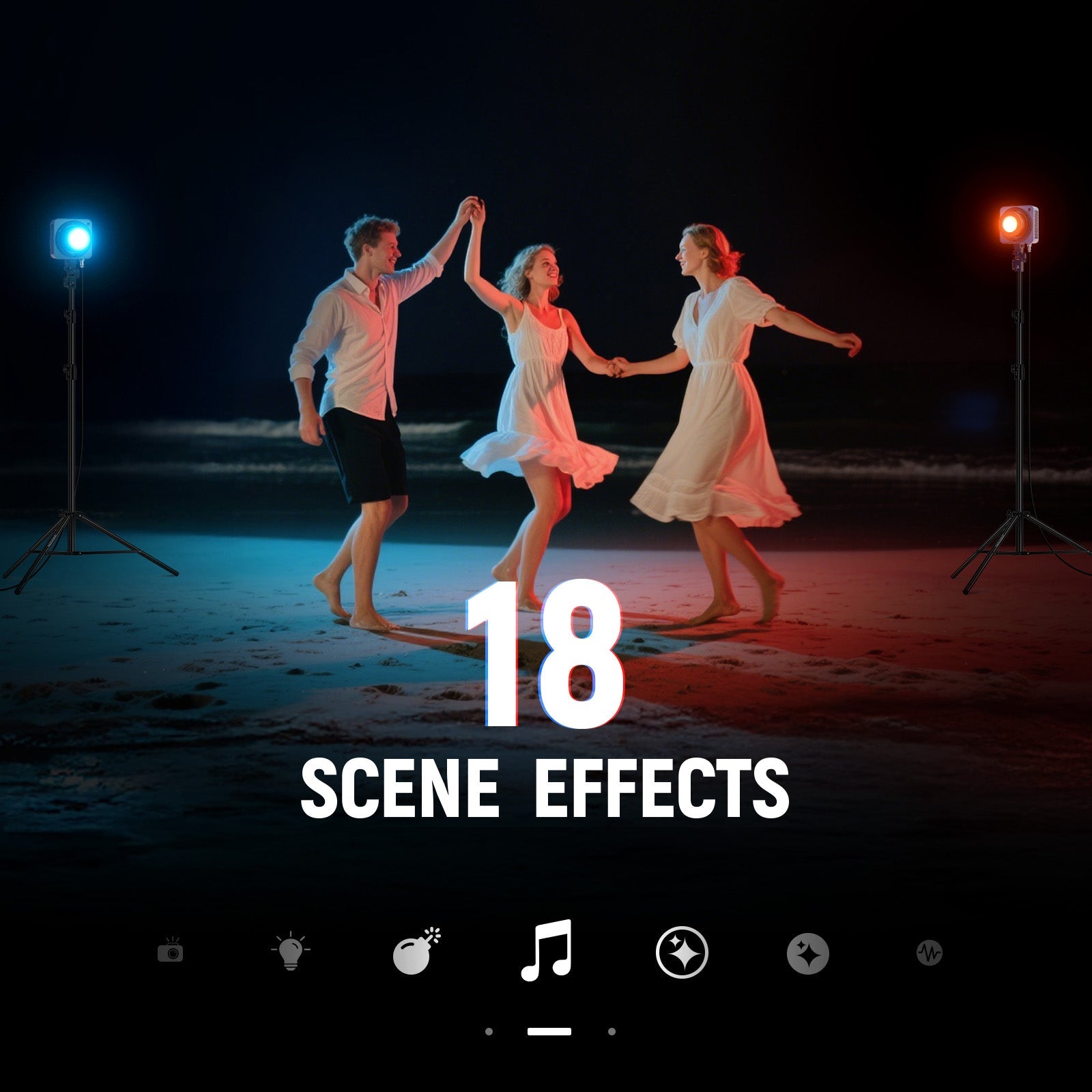 NEEWER HS200C RGB LED Video Light offers 18 scene effects.