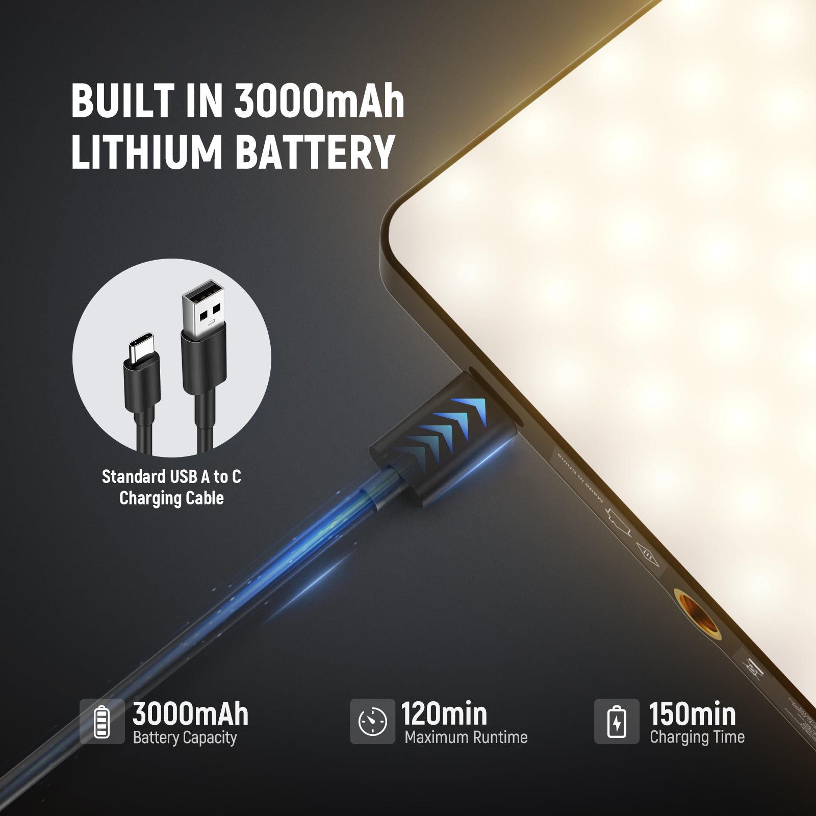 3000mAh Rechargeable Photo Light