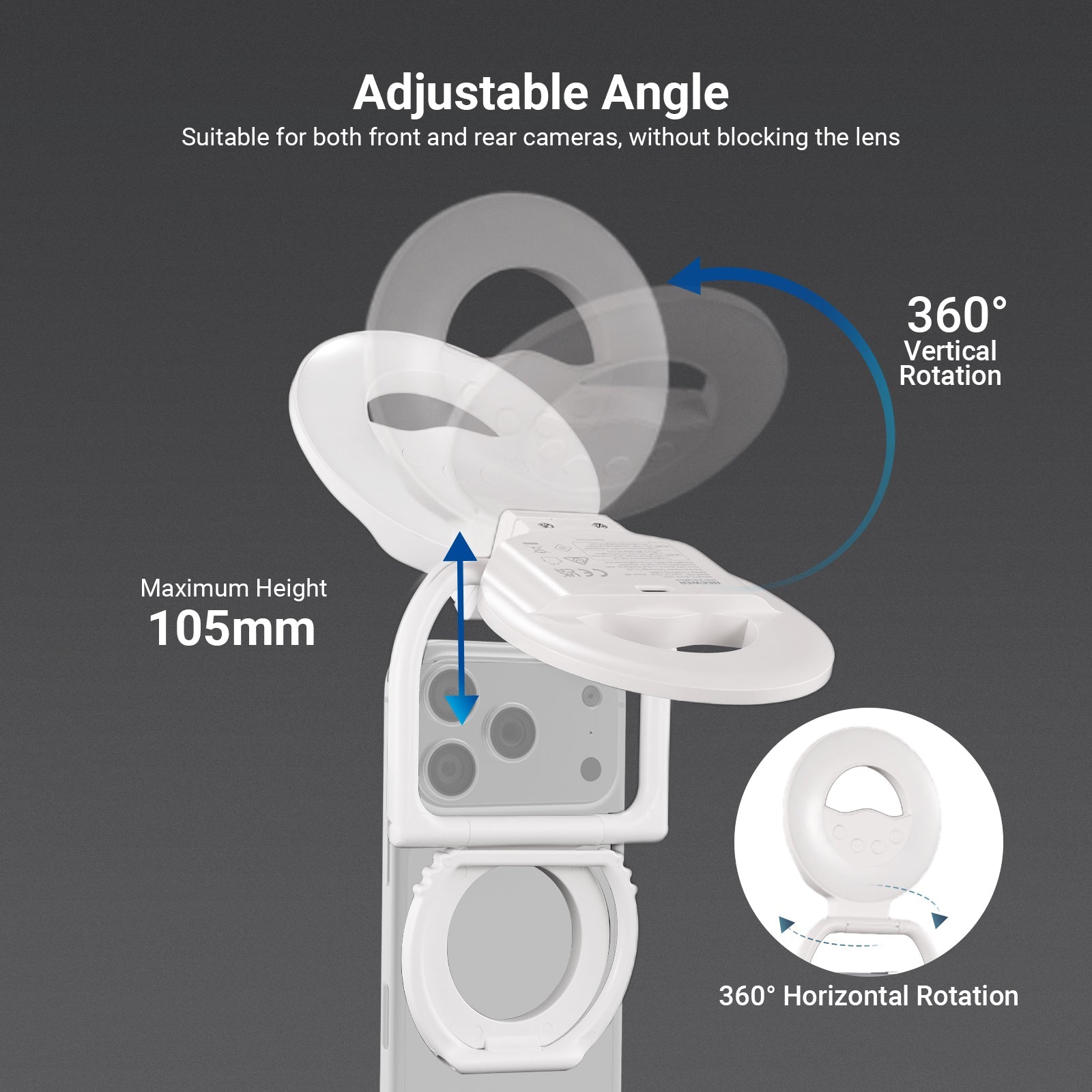 NEEWER N35 Mini Magnetic Selfie Ring Light is suitable for both front and rear cameras.