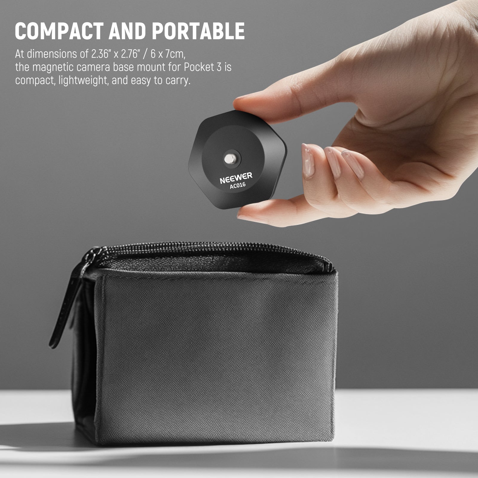 NEEWER AC016 Magnetic base Mount For DJI Osmo Pocket 3 is compact.