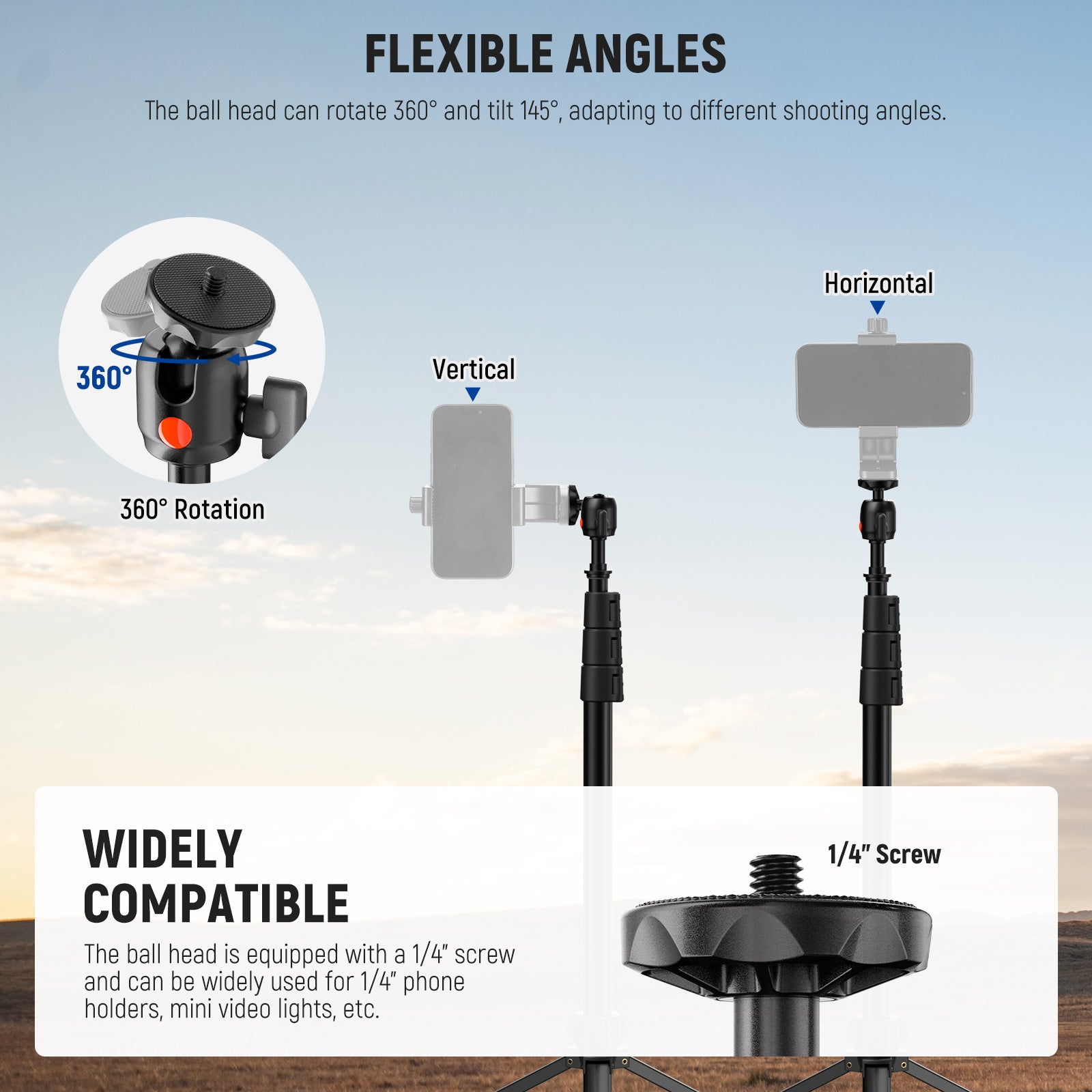 NEEWER ST200B Lightweight Photography Light Stand offers flexible angles.