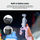 With built-in safety locks, the battery handle will automatically secure the Pocket 3 after connecting it via the Type C port.