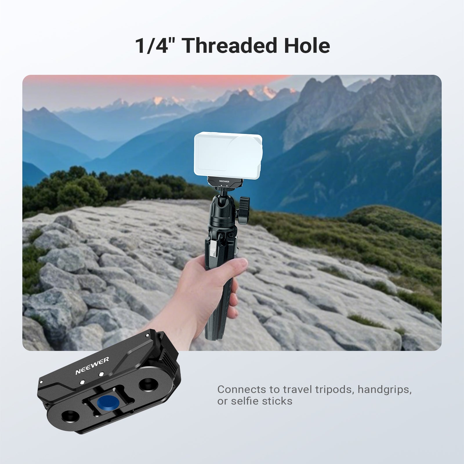 NEEWER AC071 Magnetic Quick Release Mount can connect to travel tripods.