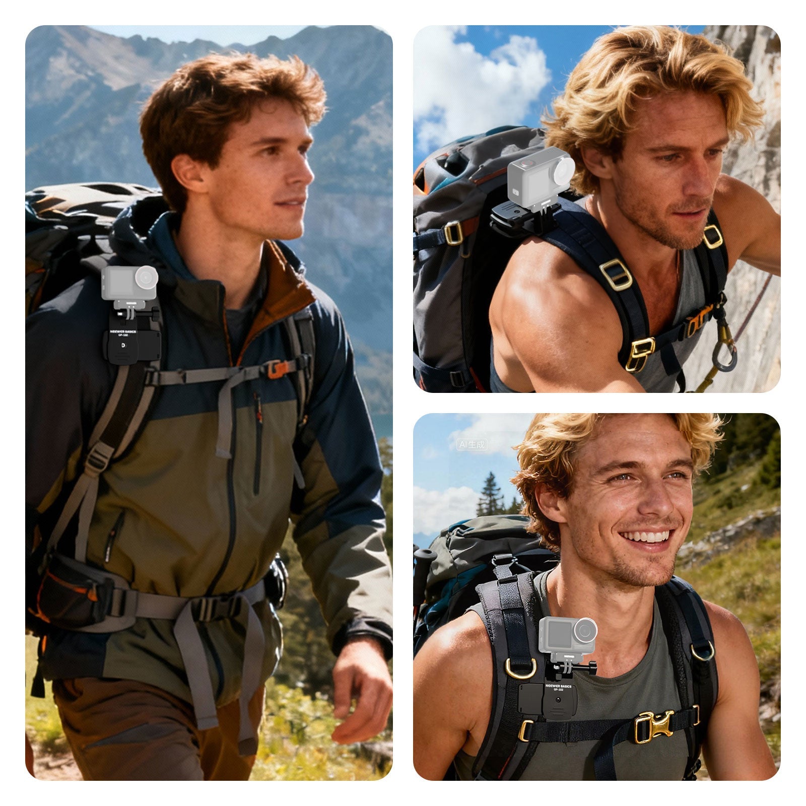 NEEWER GP-102 Backpack Strap Clip Mount is ideal for hiking, climbing, and walking.