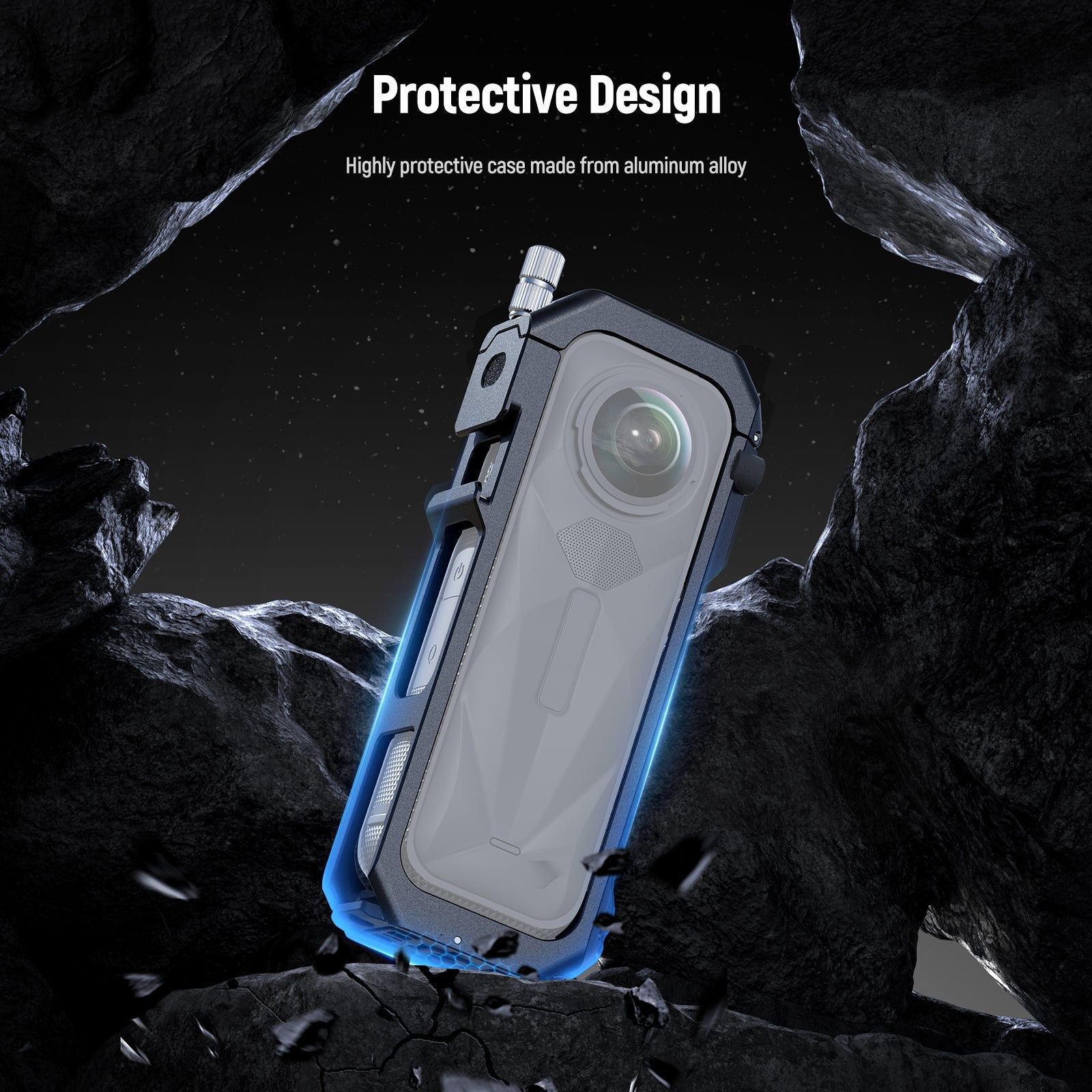 Crafted from black anodized aluminum alloy, it can withstand harsh outdoor environments while remaining portable and compact.