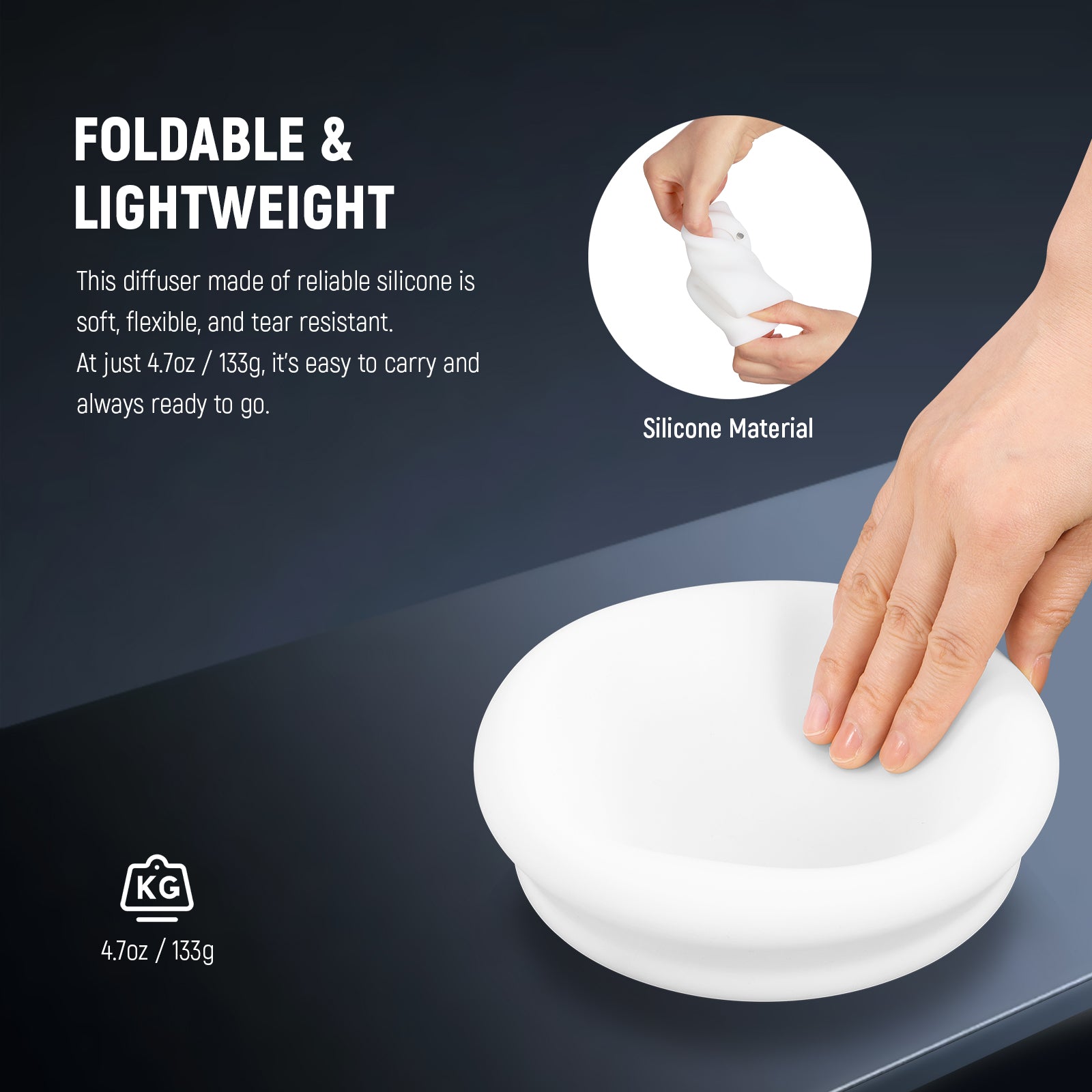 NEEWER CRS10 Silicone Diffuser is foldable and lightweight.