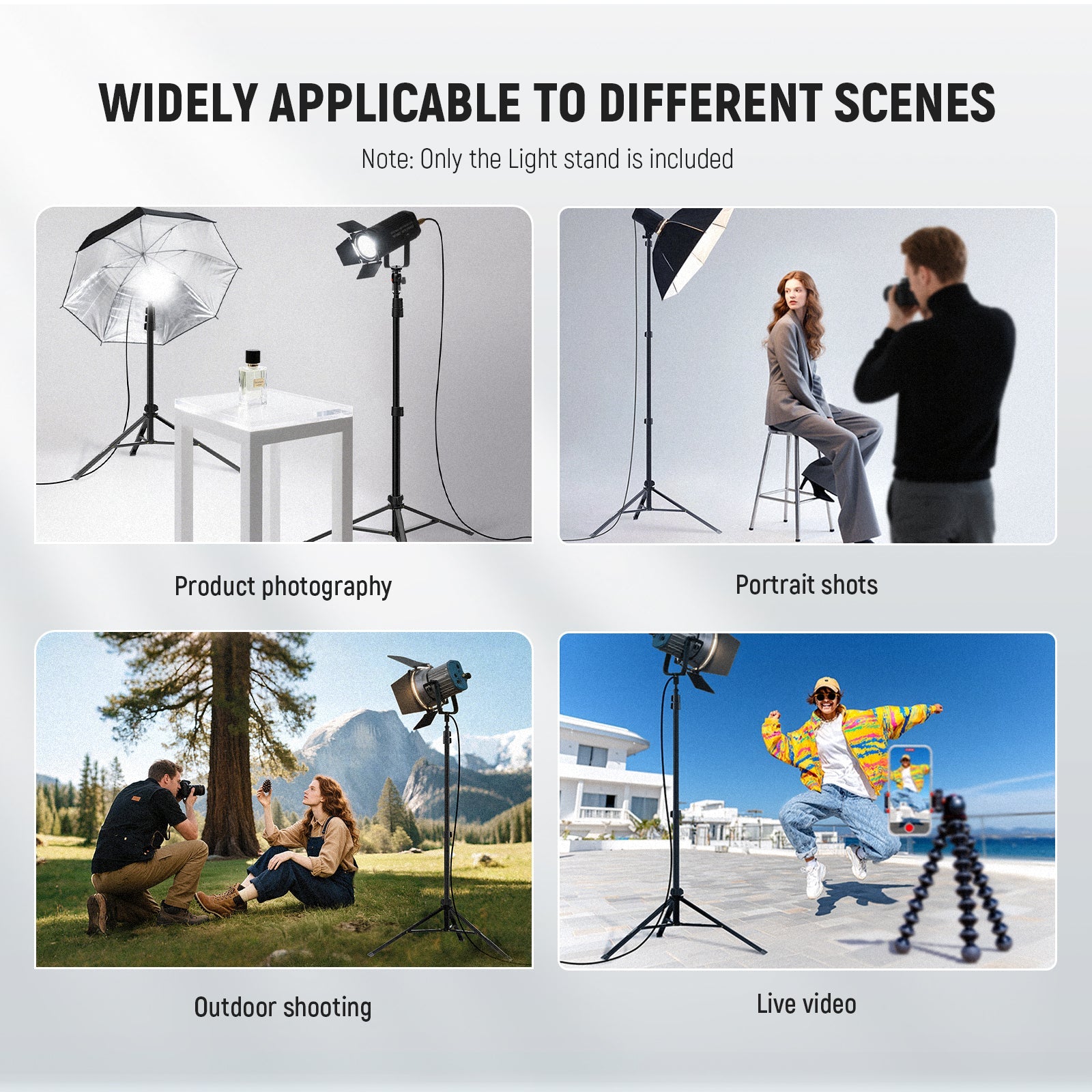 Scenarios for NEEWER ST200B Lightweight Photography Light Stand