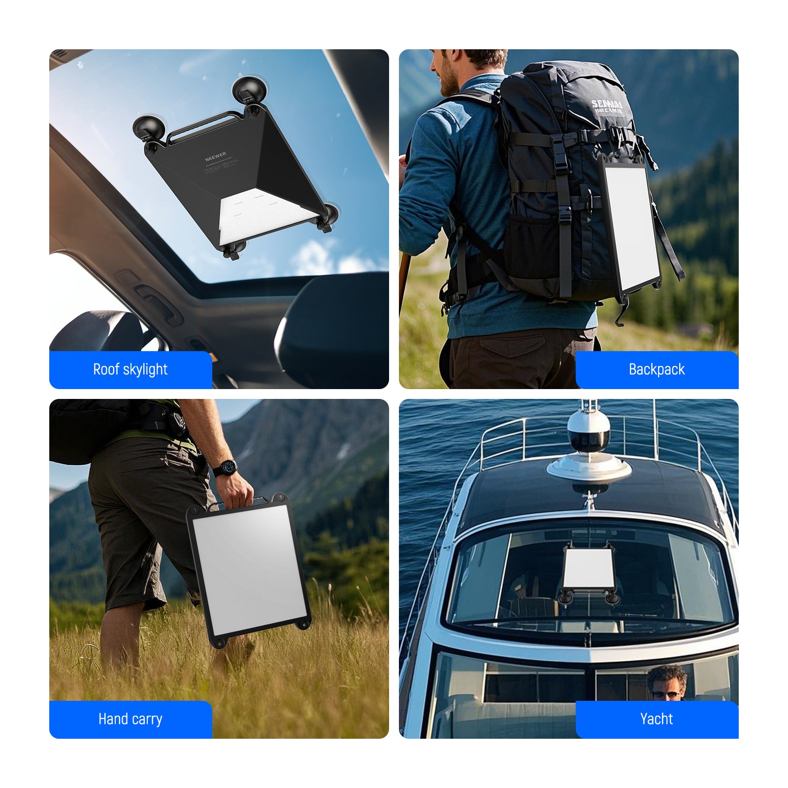 NEEWER ST91 2-in-1 Protective Case & Mount for Starlink Mini with multi-scene usage for car skylight, backpack attachment, hand carry, and yacht installation