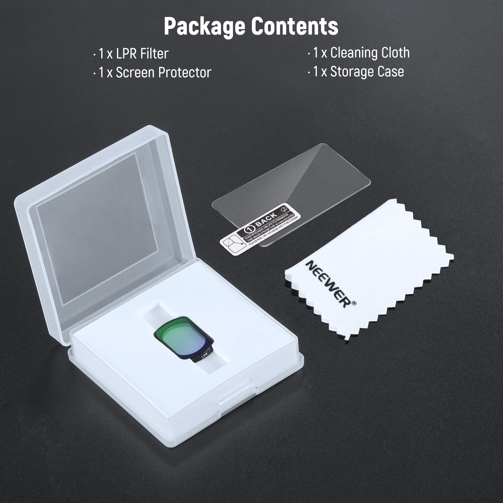 Package Contents of the NEEWER FL-63 Light Pollution Reduction Filter