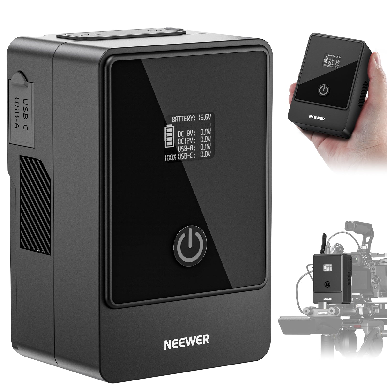 thumbnail image 2 of NEEWER Mini V Mount Battery With D Tap/USB C/USB A/BP/2 DC Ports 2 of 10