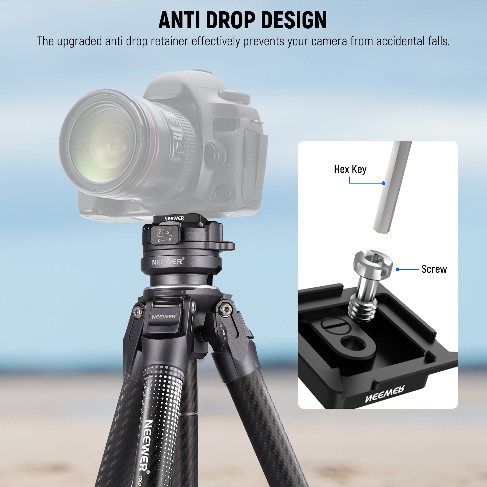 NEEWER UA078 Arca Type Quick Release Plate is designed with a square shape and anti off hooks