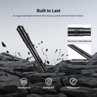 The sturdy yet lightweight aluminum alloy casing of NEEWER L28 Portable EDC Flashlight is splash proof and impact resistant.