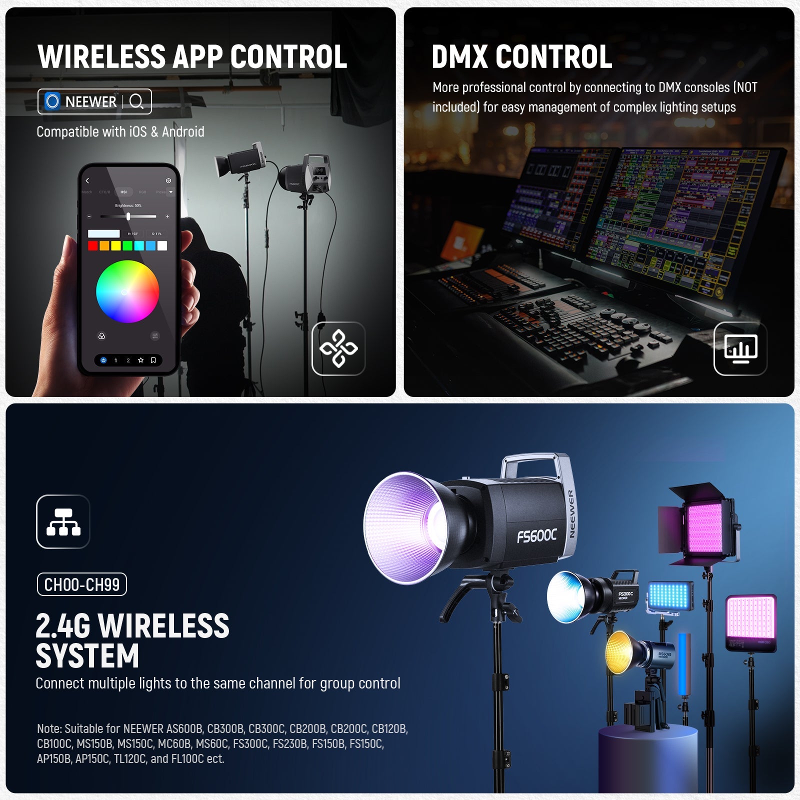 The FS600C offers 4 control methods