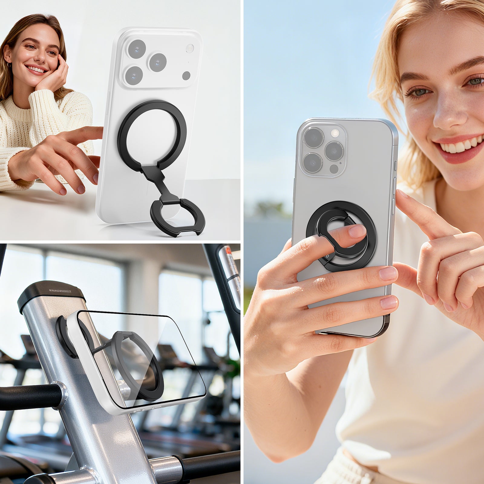 NEEWER PA140 Dual Side Magnetic Phone Ring Holder can be used to attach to gym equipment.