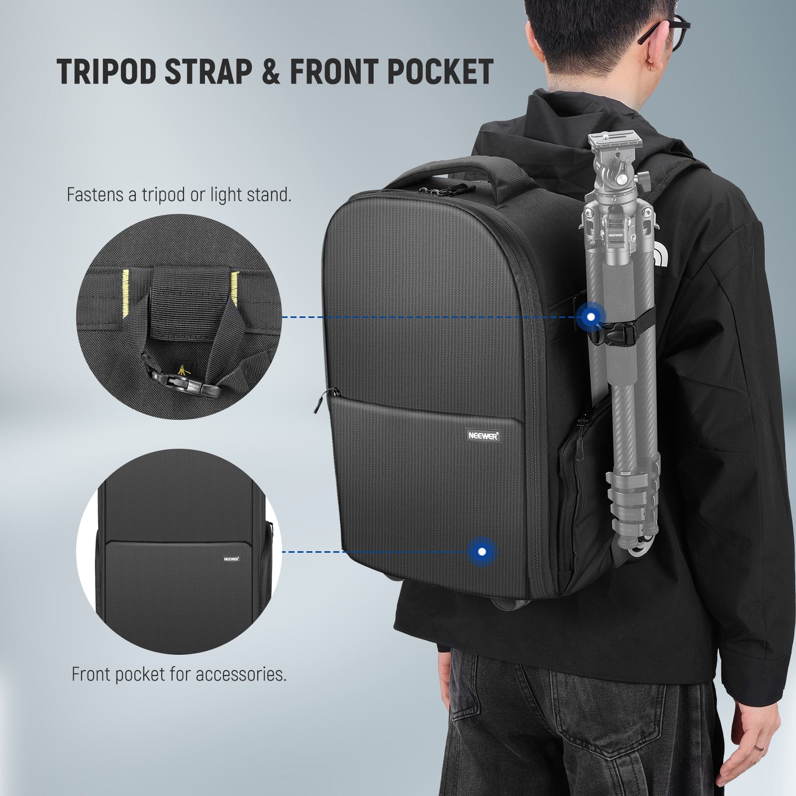 NEEWER 2-in-1 Camera Backpack with Wheels – 19.2