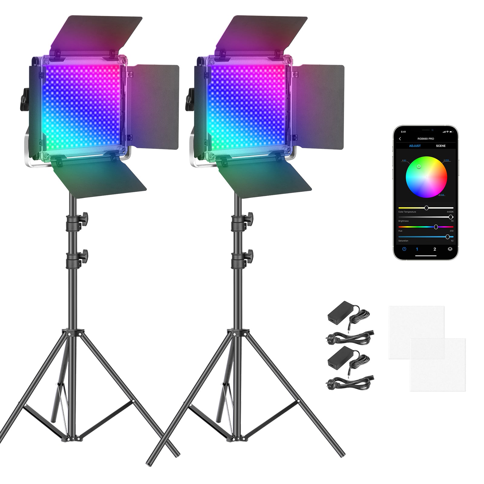 NEEWER Upgraded 660 PRO II 2 Pack RGB LED Video Light