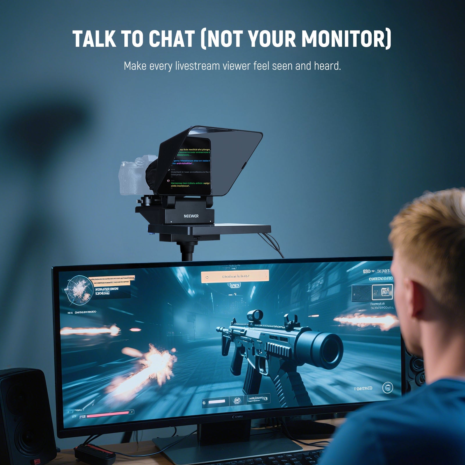 NEEWER X11 2-In-1 Pro Teleprompter makes every livestream viewer feel seen and heard.