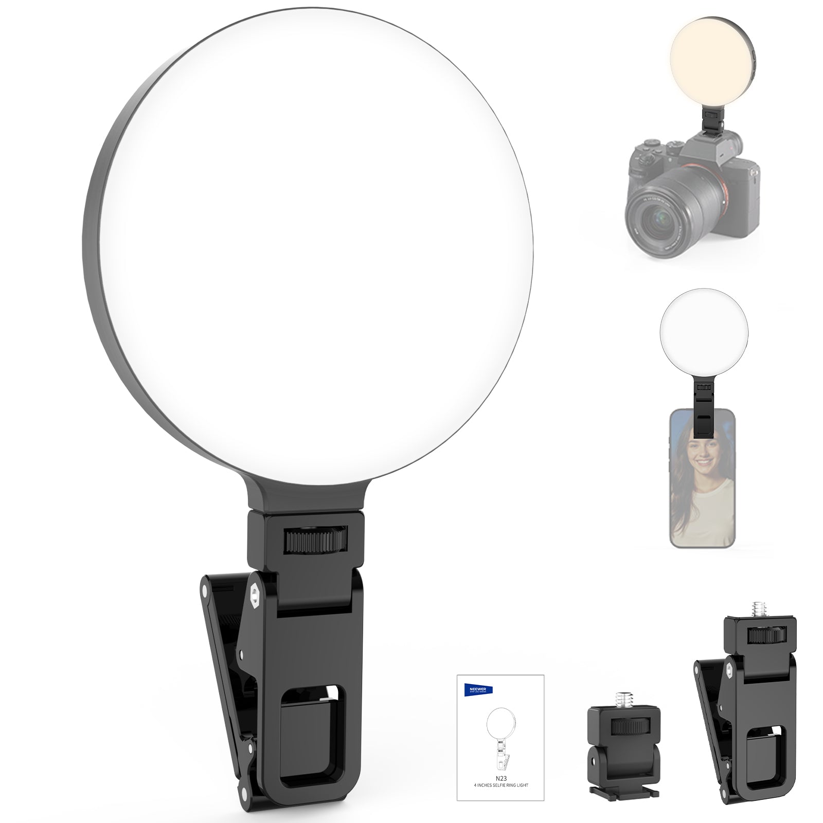 NEEWER N23 Full Screen Clip On Mini Ring Light for Phone