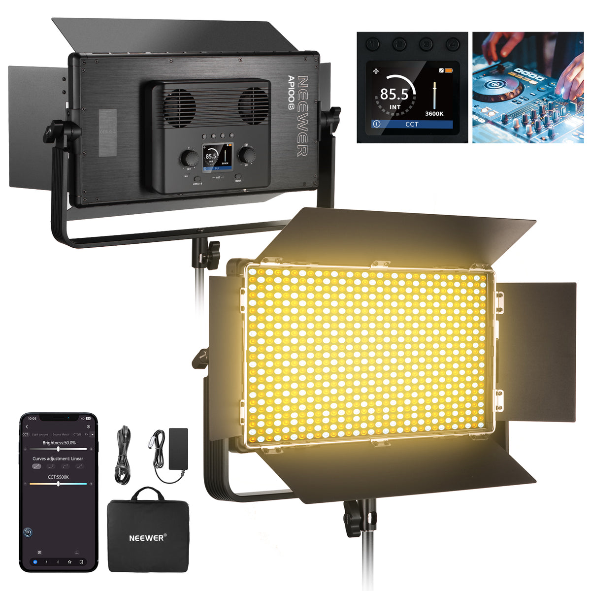 NEEWER AP100B 100W Bi-Color LED Panel Light Kit - NEEWER