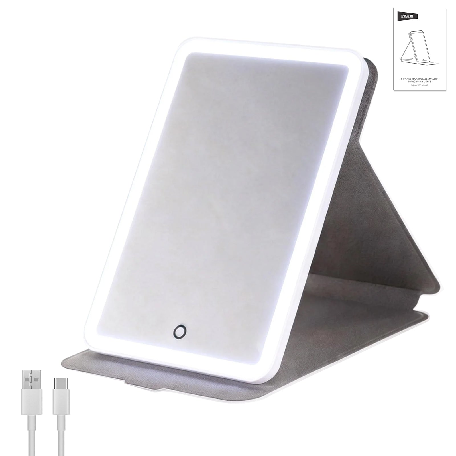 NEEWER N27 9" Compact LED Lighted Travel Makeup Mirror