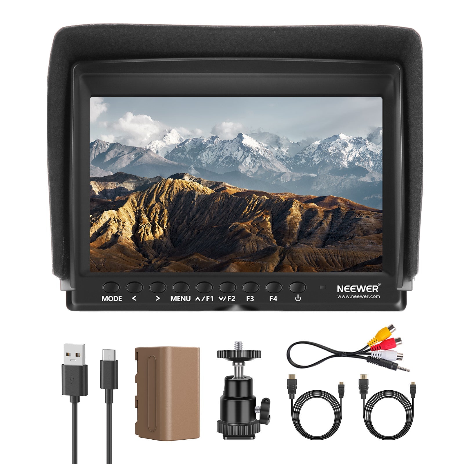 NEEWER F100 7 Inch Camera Field Monitor with Battery Kit