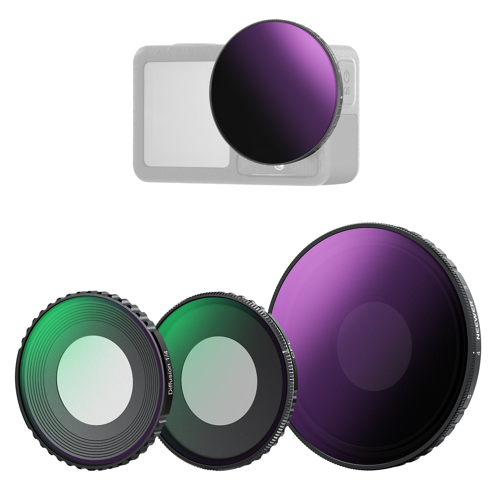 NEEWER Filter Lens Set For DJI Osmo Action 5 Pro/4 - ND/CPL/Black Diffusion Filter