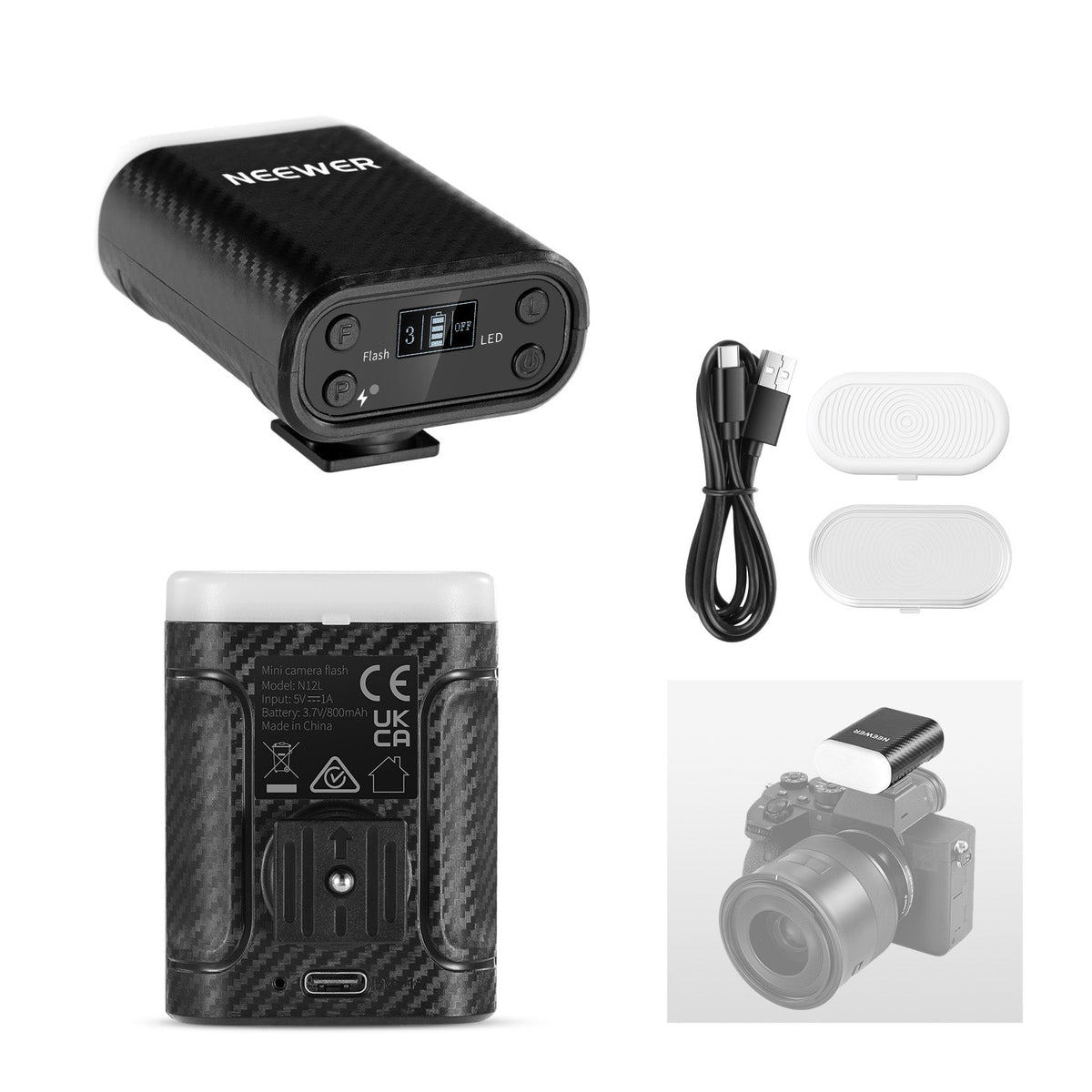 NEEWER BASICS N12L Mini Camera Flash with Video Light