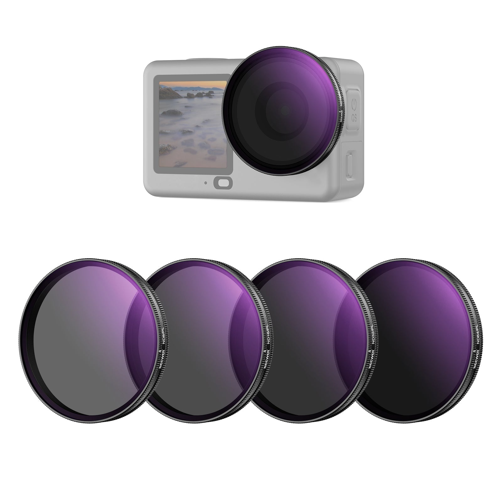 NEEWER 4 Pack ND/PL Filter Set Compatible with DJI Osmo Action 6