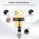 NEEWER PA154 Universal Adjustable Metal Phone Holder features double cold shoe mounts.