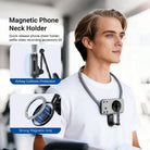 A boy is using the NEEWER GP47 Magnetic Neck Phone Holder