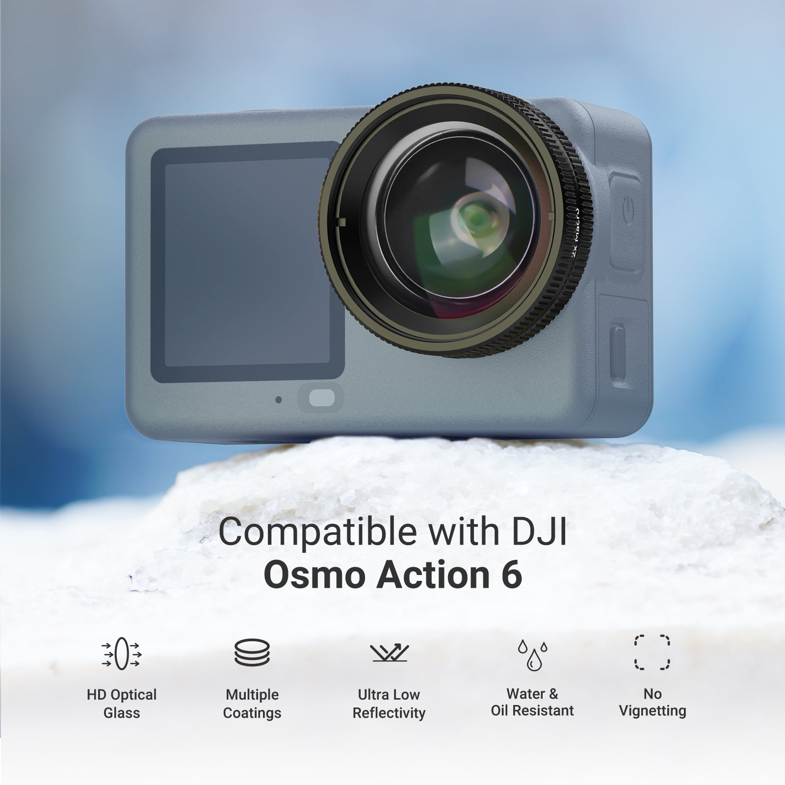 NEEWER LS010 2X Macro Lens is compatible with the DJI Osmo Action 6