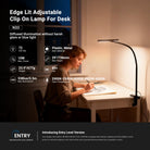 A woman draws at a desk illuminated by an adjustable clip-on LED desk lamp in a cozy evening workspace.