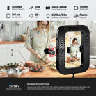 A girl is using the NEEWER NL200B Smartphone Video Rig with Selfie Light to record a cooking video.