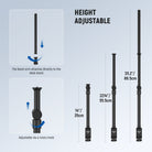 The main pole of this overhead desk camera mount extends from 14"-22"