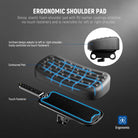 The ergonomic shoulder and back pads are made from high density, elastic foam with a PU leather coating and nonslip texture.