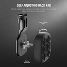 A spring loaded mechanism allows the back pad to automatically contour to your body based on pressure and contact.