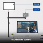 The overhead camera desk mount stand can support devices up to 1.5kg.