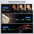 This portable photo light flash gives you full creative control with TTL/M/MULTI Modes.