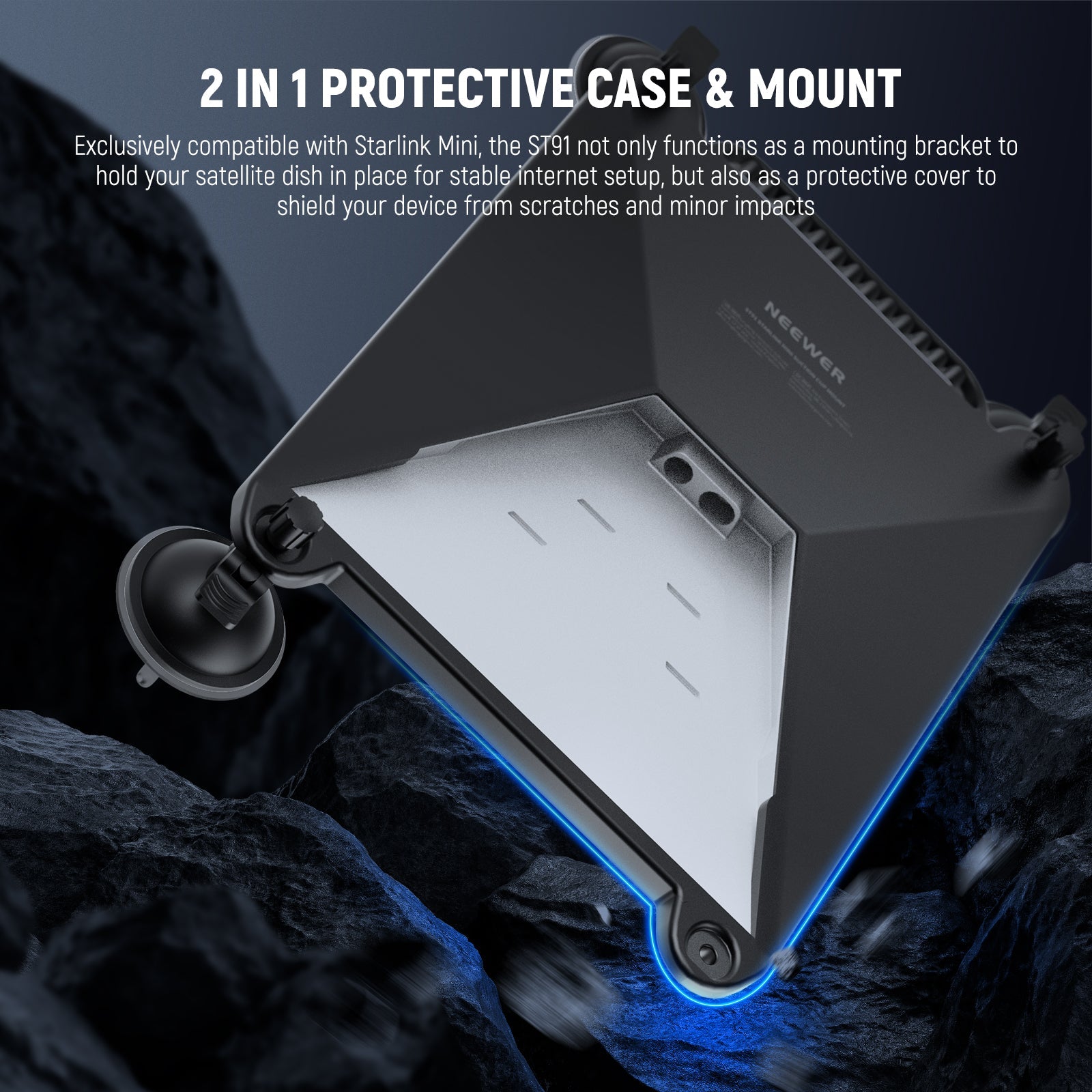 NEEWER ST91 not only functions as a mounting bracket to hold your satellite dish in place, but also as a protective cover.